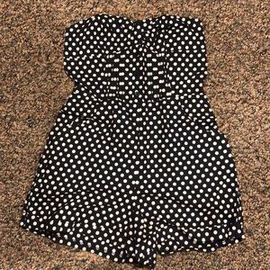 Urban Outfitters Navy and white polka dot romper
